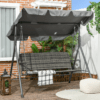 3 Person Rattan Swing Chair with Stand and Adjustable Canopy
