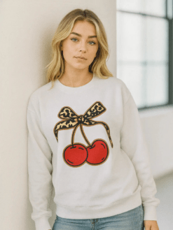 Alternative view of Ladies Bow Cherry Sweatshirt