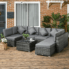 8 Piece Patio Rattan Sofa Set for Outdoor Garden, Grey