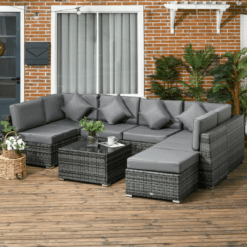 Alternative view of 8 Piece Patio Rattan Sofa Set for Outdoor Garden, Grey