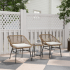 Rattan Bistro Set for Small Balcony with Cushions, Light Grey Rattan Bistro Set for Small Balcony with Cushions, Light Grey