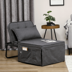 Alternative view of Folding Sleeper Chair Bed with Pillow and Side Pockets, Charcoal Grey