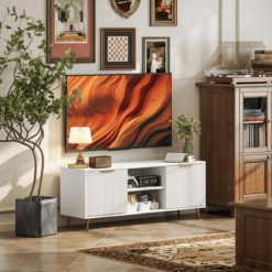 Alternative view of Modern TV Stand Cabinet with Living Room Storage, White
