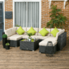 Outsunny 8 Pieces Patio Rattan Sofa Set Garden Furniture Set for Outdoor Black