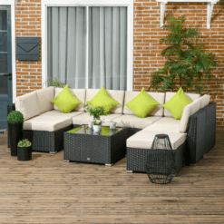 Alternative view of 8 Piece Patio Rattan Sofa Set for Outdoor Garden, Black