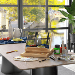 Alternative view of Portable Wooden Table Easel Box with Storage for Artists