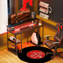 Alternative view of Reversible Computer Desk with Home Office Storage, Black
