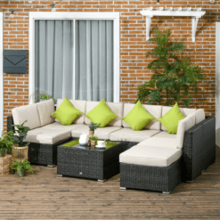 Alternative view of 8 Piece Patio Rattan Sofa Set for Outdoor Garden, Brown