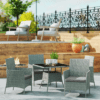 Outsunny Rattan Outdoor Dining Table and Chairs for 4, Light Grey Outsunny Rattan Outdoor Dining Table and Chairs for 4, Light Grey