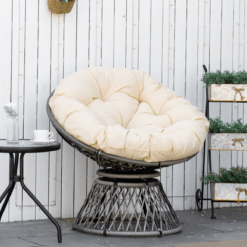 Alternative view of 360° Swivel Rattan Papasan Moon Bowl Chair with Padding