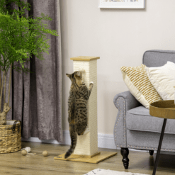 Alternative view of 80cm Sisal Rope Cat Scratching Post with Toy Ball, White