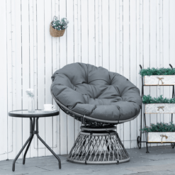 Alternative view of 360° Swivel Rattan Papasan Moon Bowl Chair with Padding, Grey