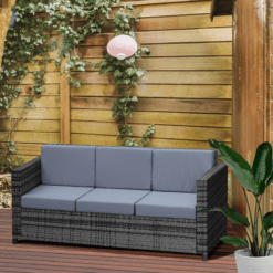 Alternative view of 3-Seater Weather-Resistant Outdoor Rattan Sofa, Grey