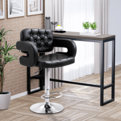 Alternative view of Adjustable Height PU Leather Bar Stool with Steel Pole