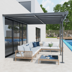 Alternative view of Outdoor Patio Gazebo Pergola, Aluminum Post, 4.35x3m Mounted on the Wall Roof