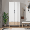 Particle Board 2-Drawer Wardrobe White/Oak Particle Board 2-Drawer Wardrobe White/Oak