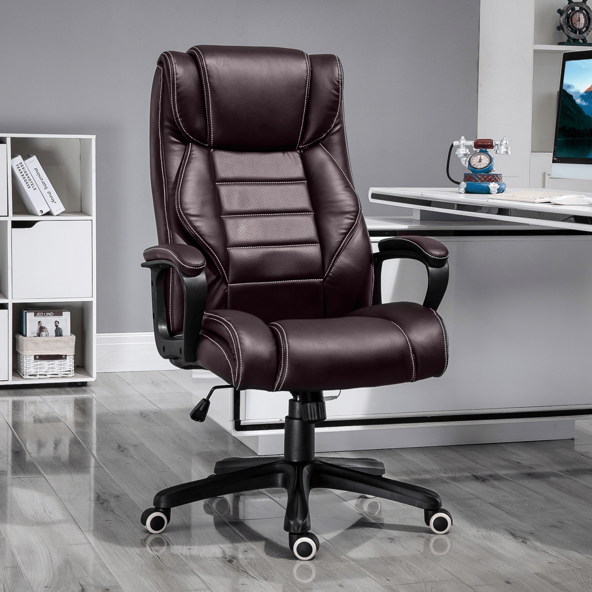 High Back 6 Points Vibration Massage Executive Office Chair, Brown Vinsetto High Back 6 Points Vibration Massage Executive Office Chair, Brown Vinsetto - Image 2