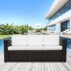 3 Seater Rattan Sofa Brown Wicker Weave Metal Frame Chair Outdoor Furniture 3 Seater Rattan Sofa Brown Wicker Weave Metal Frame Chair Outdoor Furniture