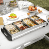 Electric Food Warmer 5 Tray 9.2L Buffet Server with Lids, Silver