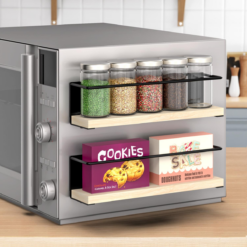 Alternative view of Set of 2 Magnetic Spice Racks with Wooden Shelf