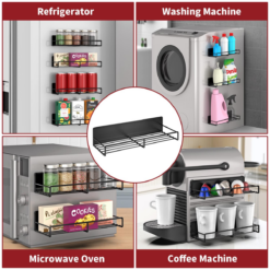 Alternative view of Set of 4 Magnetic Spice Racks with Metal Shelf