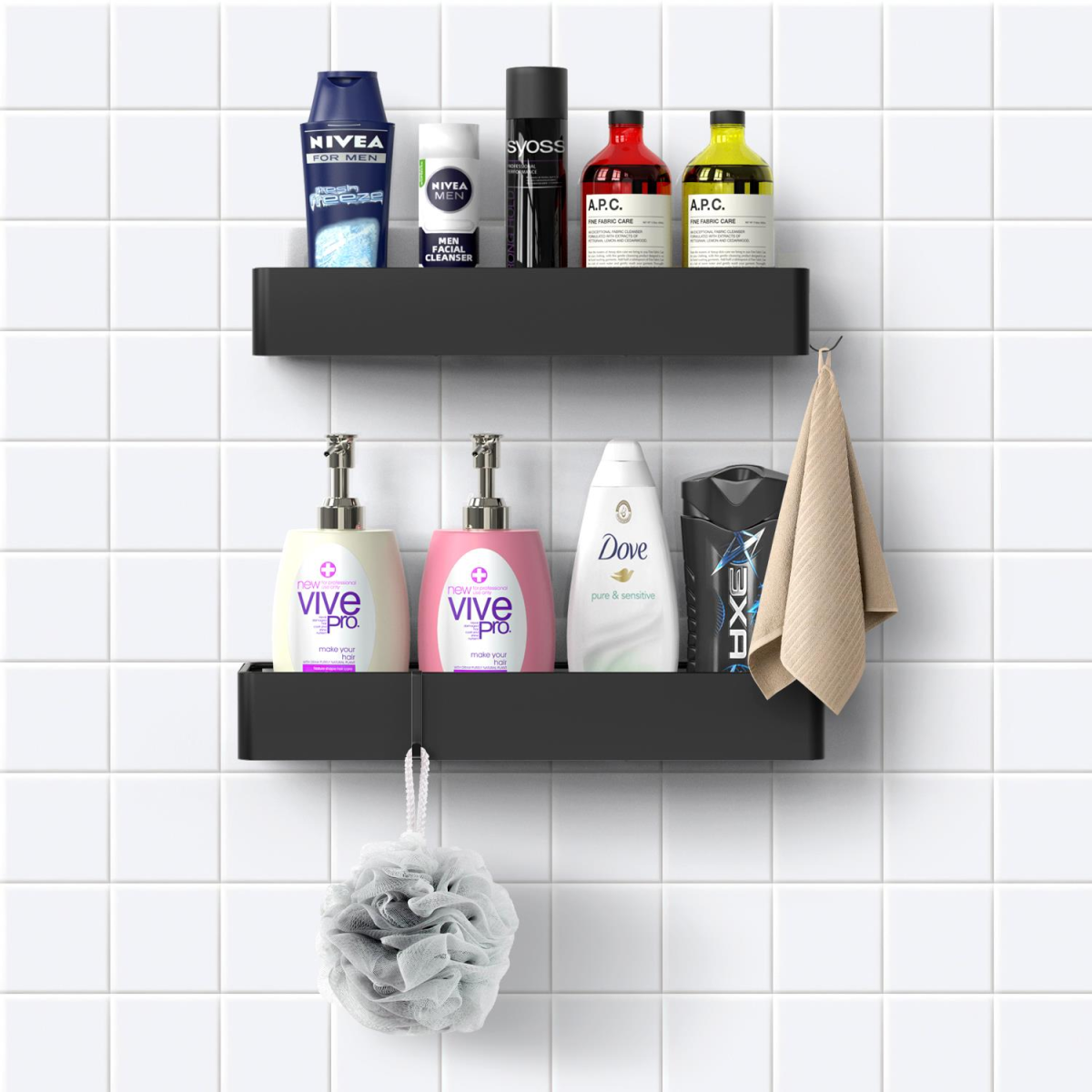 VINSANI 2pc BLACK SHOWER CADDY 1010503 VINSANI 2pc BLACK SHOWER CADDY 1010503 - Image 2