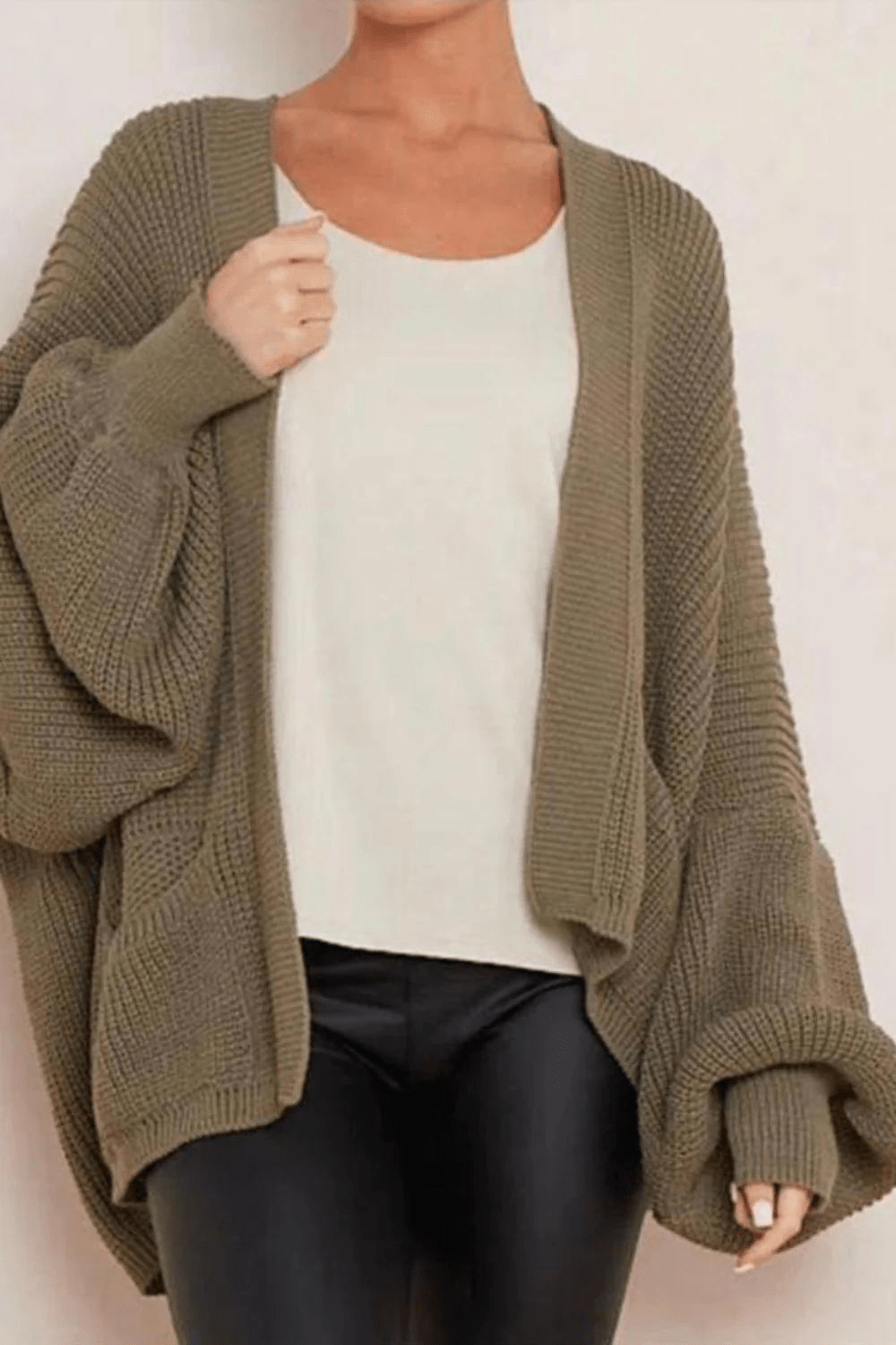 Cropped Balloon Sleeve Pocket Cardigan Cropped Balloon Sleeve Pocket Cardigan - Image 3