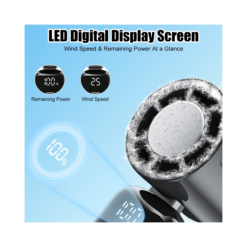 Alternative view of Portable USB Rechargeable Mini Turbo Cooling Fan with LED Display – Dark Grey