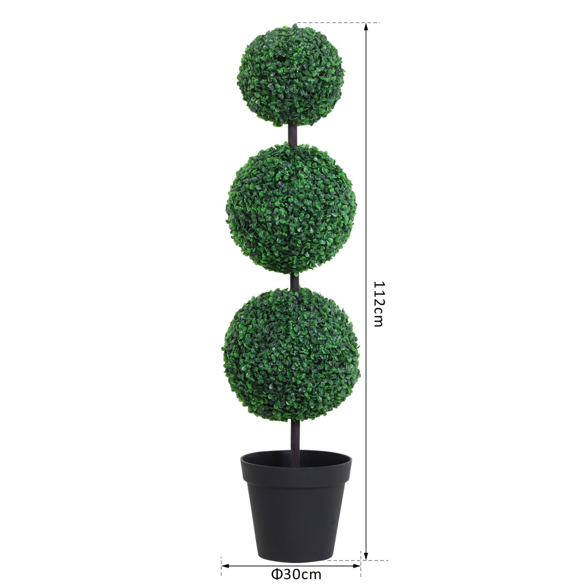 PE Set of 2 Artificial Boxwood Three Balls Topiary Plant Tree's Green PE Set of 2 Artificial Boxwood Three Balls Topiary Plant Tree's Green - Image 3