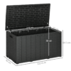 Outsunny 336 Litre Rolling Outdoor Garden Storage Box, Plastic Container, Black - Image 3