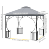 Gazebo Party Tent Canopy Sun Shade for Patio Garden Light Grey 3x3(m) Outsunny - Image 3