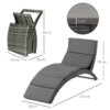 Garden Patio Rattan Wicker Folding Sun Lounger Cushion Grey Garden Patio Rattan Wicker Folding Sun Lounger Cushion Grey - Image 3