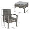 3 Piece Garden Rattan Bistro Set with Table and Chairs, Mixed Grey 3 Piece Garden Rattan Bistro Set with Table and Chairs, Mixed Grey