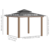 3.5 x 3.5m Aluminium Hardtop Gazebo Canopy 2-Tier Roof Grey - Image 3