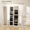 360° Swivel Jewellery Cabinet with Full-Length Mirror and Storage, White