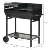Outsunny Steel 2-Grill Charcoal BBQ w/ Wheels Black - Image 3