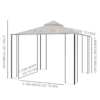 Metal Gazebo With Sides Beige 3m x 3m Waterproof Gazebo Metal Gazebo With Sides Beige 3m x 3m Waterproof Gazebo - Image 3
