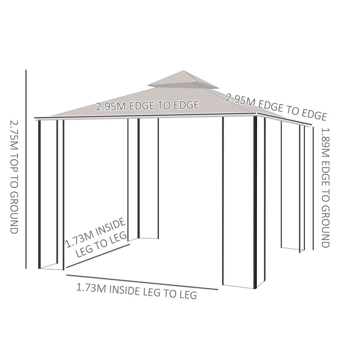 Metal Gazebo With Sides Beige 3m x 3m Waterproof Gazebo Metal Gazebo With Sides Beige 3m x 3m Waterproof Gazebo - Image 3