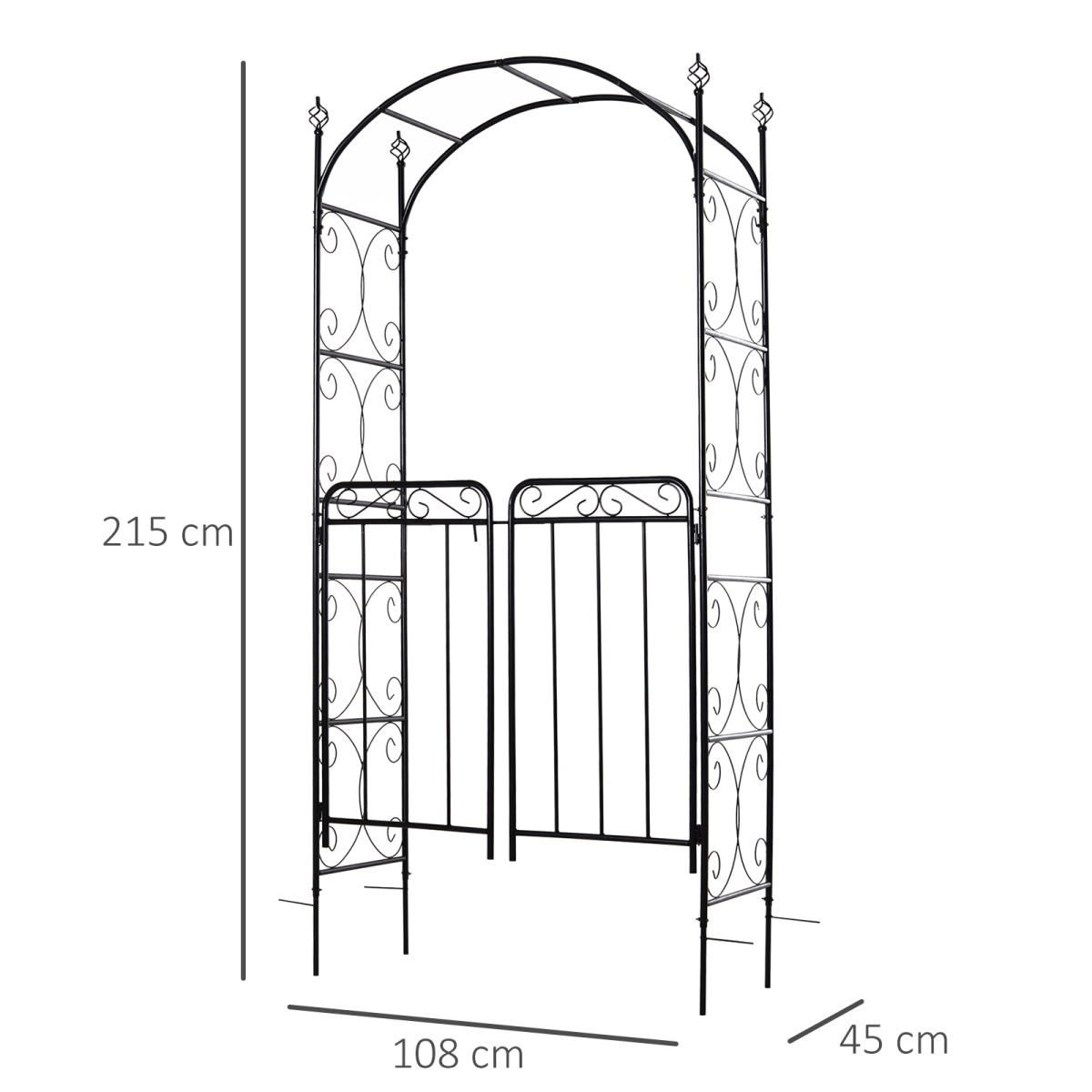 Metal Decorative Backyard Arch Gate Garden Arbor for Climbing Plants Outsunny Metal Decorative Backyard Arch Gate Garden Arbor for Climbing Plants Outsunny - Image 3