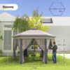 4.05m x 4.05m Metal Frame Mesh Draped 2-Tier Roof Gazebo Brown 4.05m x 4.05m Metal Frame Mesh Draped 2-Tier Roof Gazebo Brown - Image 3