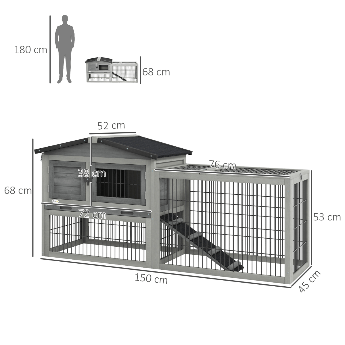 Rabbit Hutch and Outdoor Pet House with Run and Ramp Rabbit Hutch and Outdoor Pet House with Run and Ramp - Image 3