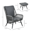 Rattan Garden Leisure Chair Set with Adjustable Backrest, Grey Rattan Garden Leisure Chair Set with Adjustable Backrest, Grey