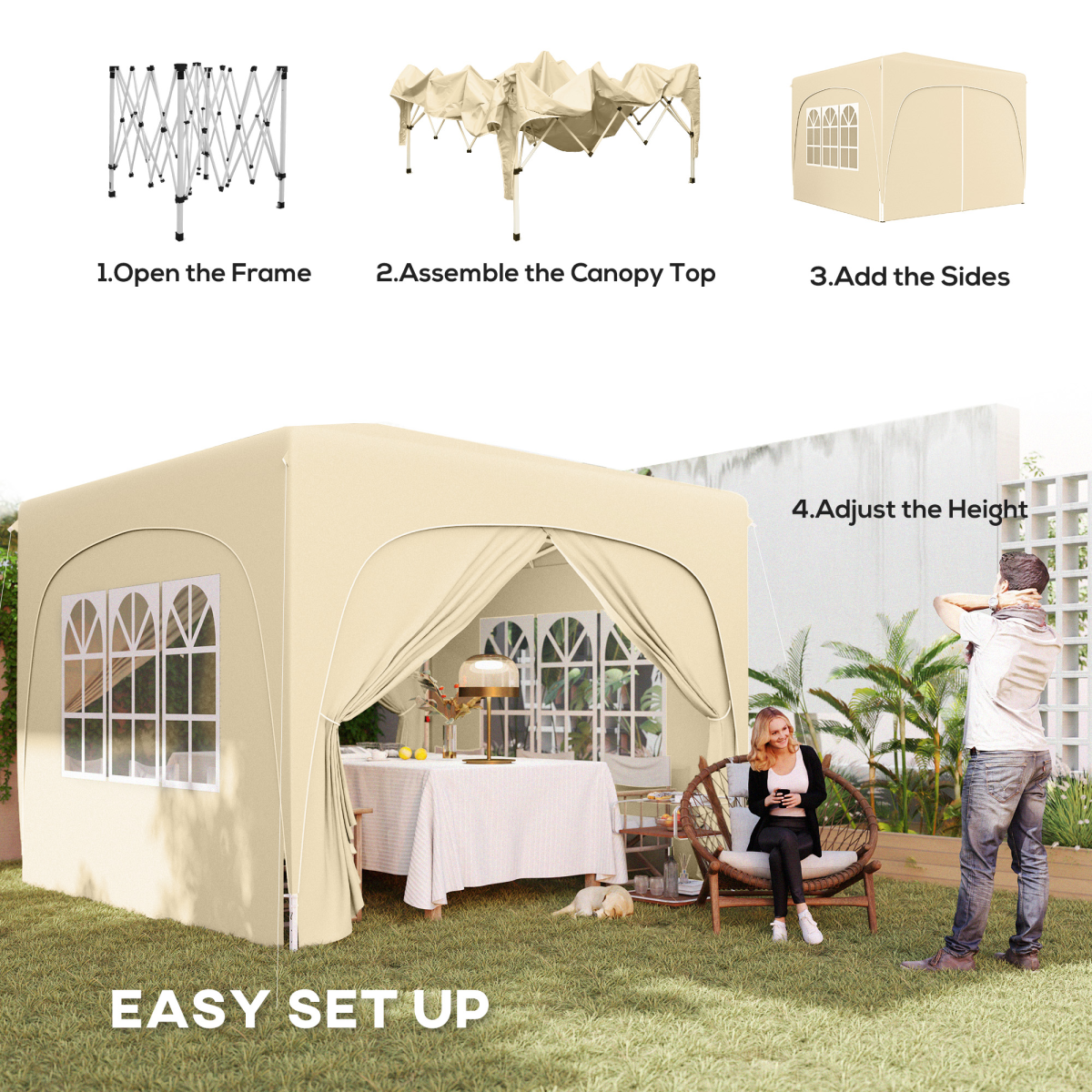 Outsunny 3 x 3(m) UPF50+ Pop Up Gazebo with Sides and Carry Bag Outsunny 3 x 3(m) UPF50+ Pop Up Gazebo with Sides and Carry Bag - Image 3