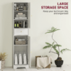 Tall Bathroom Storage Cabinet with Arched Doors and Adjustable Shelf, White