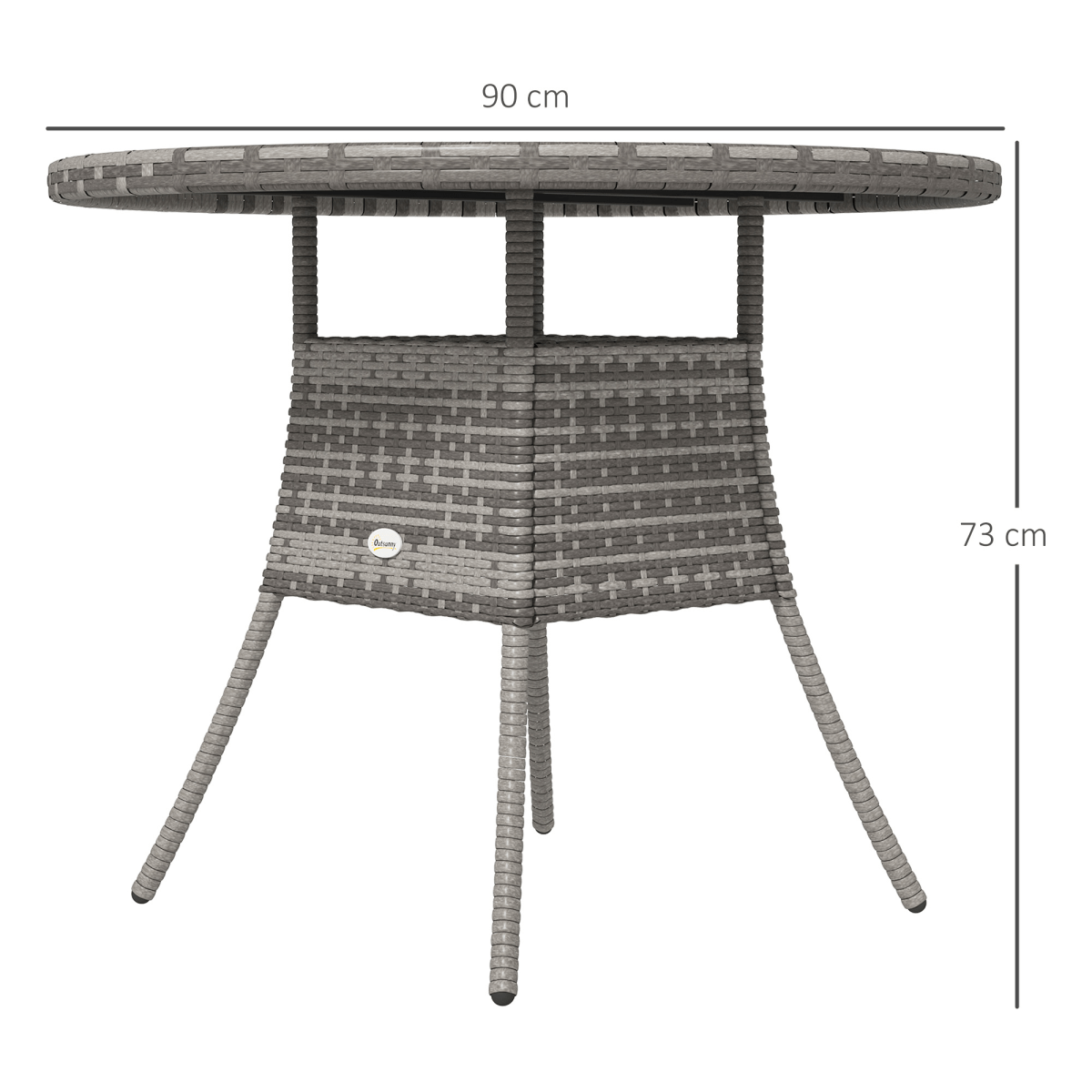 Outdoor PE Rattan Dining Table with Wood-Plastic Composite Top, Grey Outdoor PE Rattan Dining Table with Wood-Plastic Composite Top, Grey - Image 3