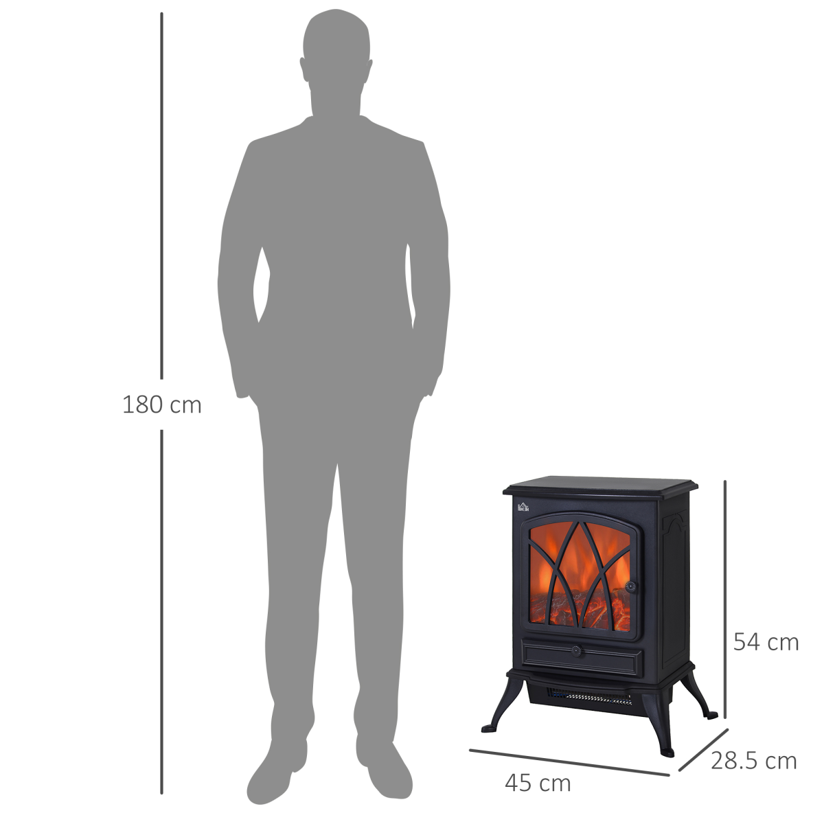 1850W Flame Effect Freestanding Electric Fireplace Stove – Black 1850W Flame Effect Freestanding Electric Fireplace Stove – Black - Image 3