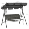3 Person Rattan Swing Chair with Stand and Adjustable Canopy