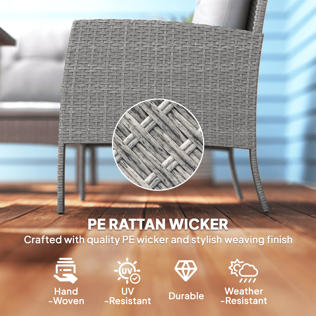 Outsunny 6 Pieces Rattan Garden Furniture Sofa Set, Grey Outsunny 6 Pieces Rattan Garden Furniture Sofa Set, Grey - Image 3