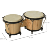 Wooden Bongo Drum Set w/ Sheepskin Drum Head 7.75" & 7" Tuning Wrench HOMCOM Wooden Bongo Drum Set w/ Sheepskin Drum Head 7.75" & 7" Tuning Wrench HOMCOM