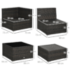 Outsunny 8 Pieces Patio Rattan Sofa Set Garden Furniture Set for Outdoor Brown